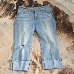 Kut from the Kloth Light Blue Distressed Cropped Jeans